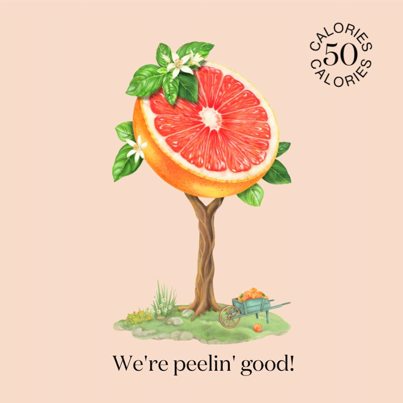 Artwork of nature where  Nuisance drinks take their inspiration to create a natural, low-calorie, low-sugar premium Pink Grapefruit & Basil botanical soft drink.