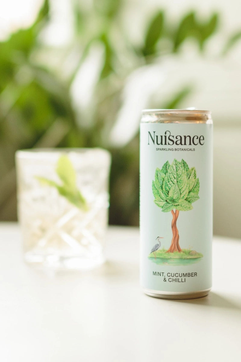 Image with  a can of Nuisance premium mint,cucumber and chilli botanical drink